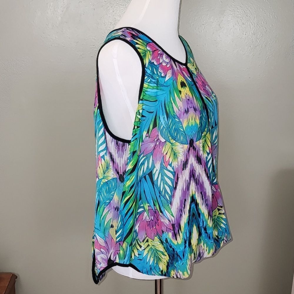 Nicole‎ by Nicole Miller Sheer Floral Sleeveless Top Size X-Large - Picture 11 of 15